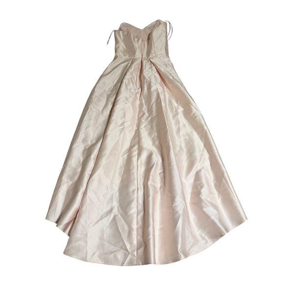 Alfred Sung NWT Pink Blush Formal Strapless Gown Dress Hi Low Pleated Satin - Picture 4 of 13